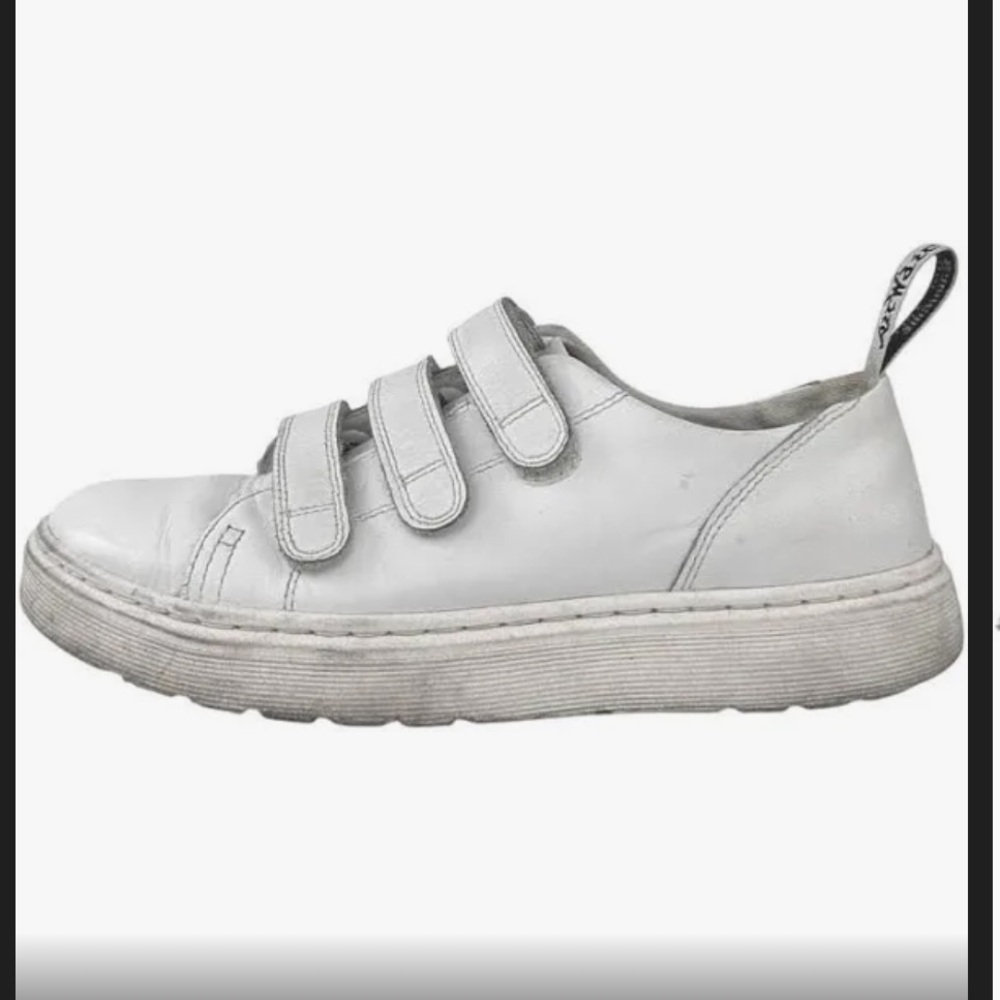 White Dante Strap Dr. Martens low top platform sneaker shoes size 7.5 women’s